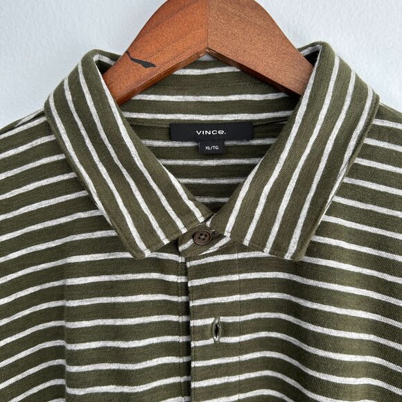 VINCE Stripe Cotton Slub Polo - Picture 1 of 4